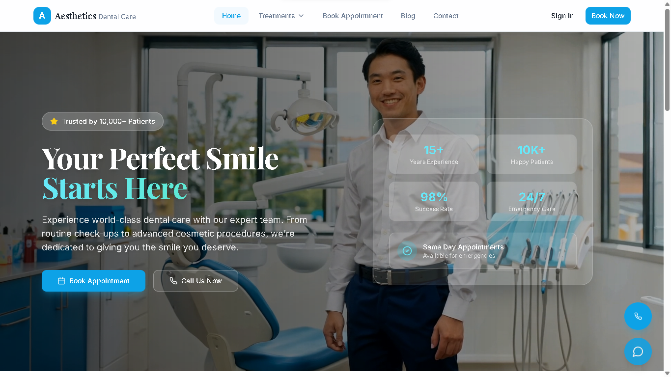 Dental clinic homepage